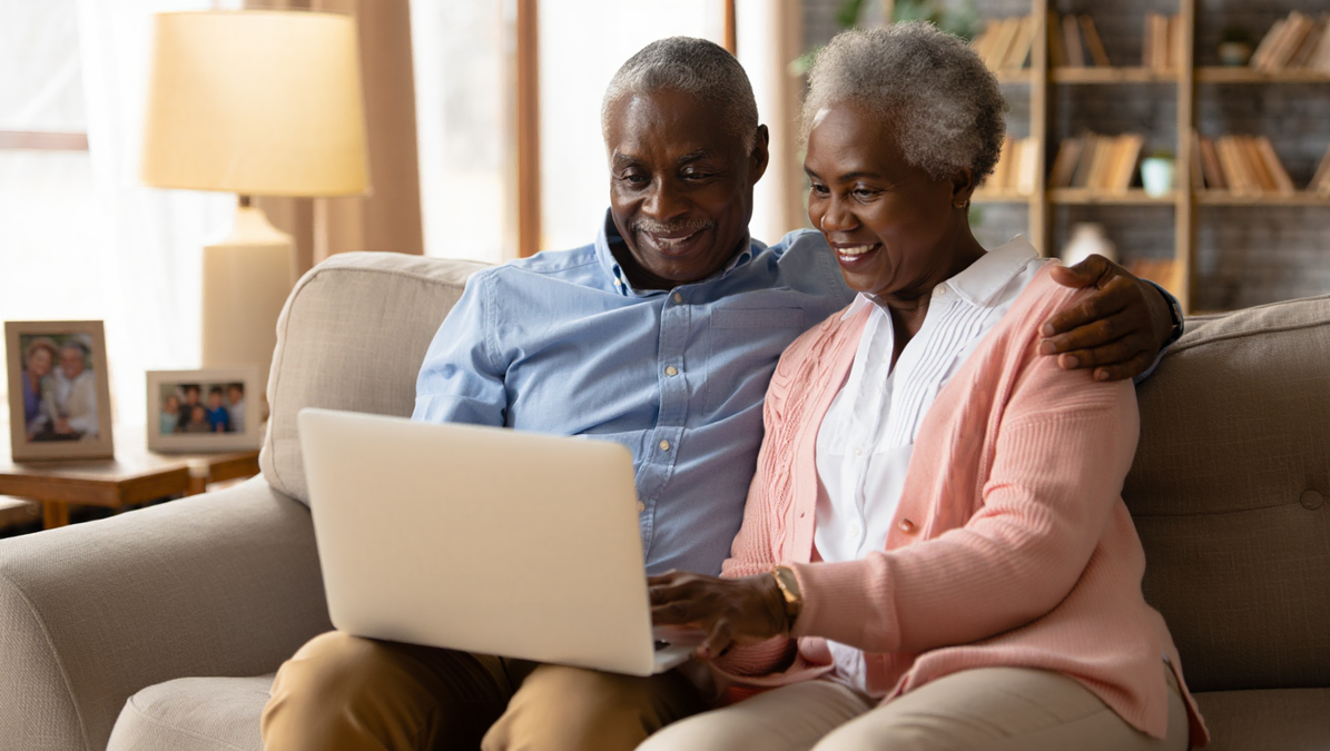 Senior Couple On Video Call With Family